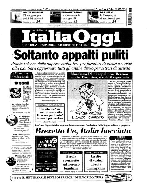 Italia oggi : quotidiano di economia finanza e politica